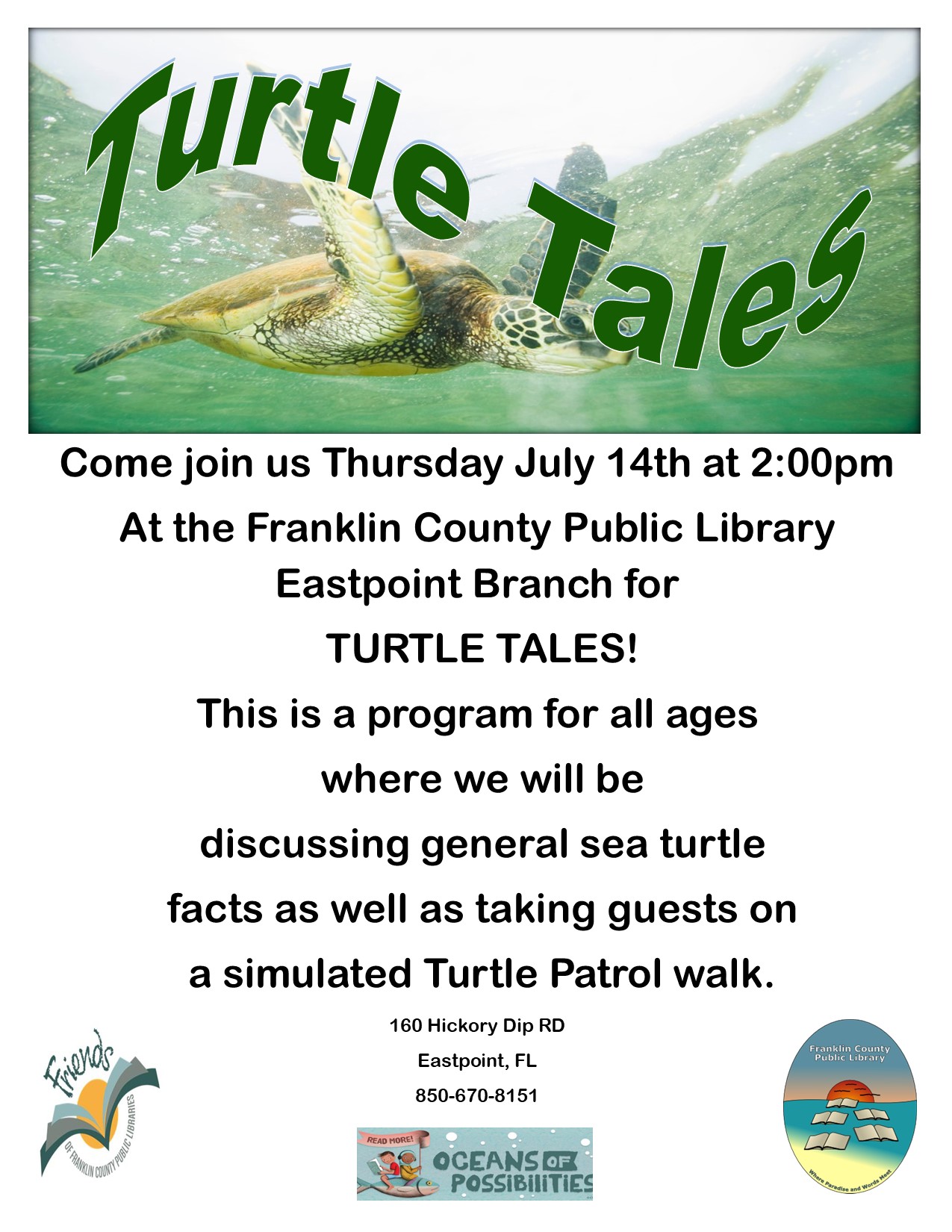 Turtle Tales at Eastpoint Public Library - Apalachicola, St. George ...